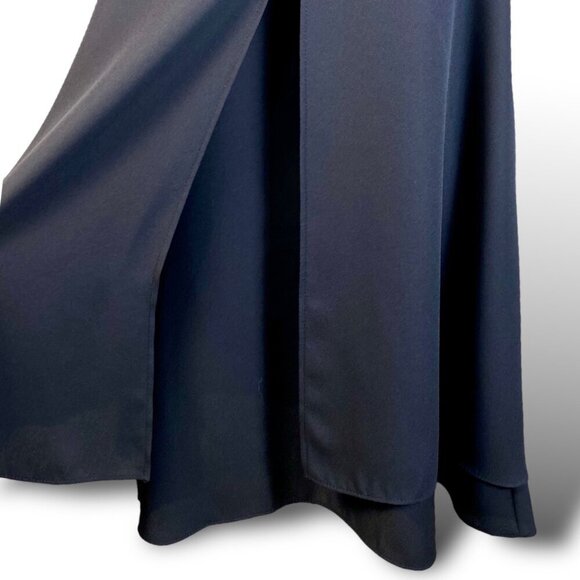 VTG David Rose Midi Dress Womens Sz XL Black Rhinestone Trim Collar Crepe Tent - Picture 5 of 12